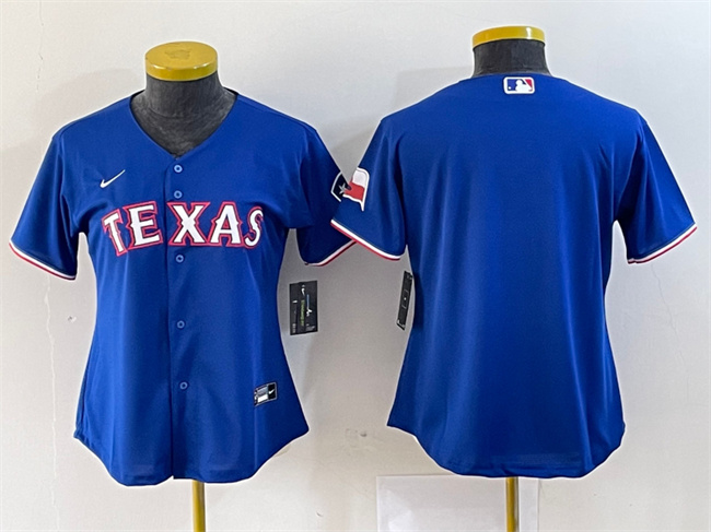 Women's Texas Rangers Blank Royal With Patch Stitched Baseball Jersey(Run Small)